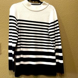 Black and white striped tunic sweater